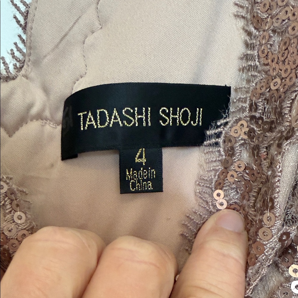 Tadashi Shoji Sparkling Sequin knee length Dress in Dusty Rose color - Picture 3 of 10